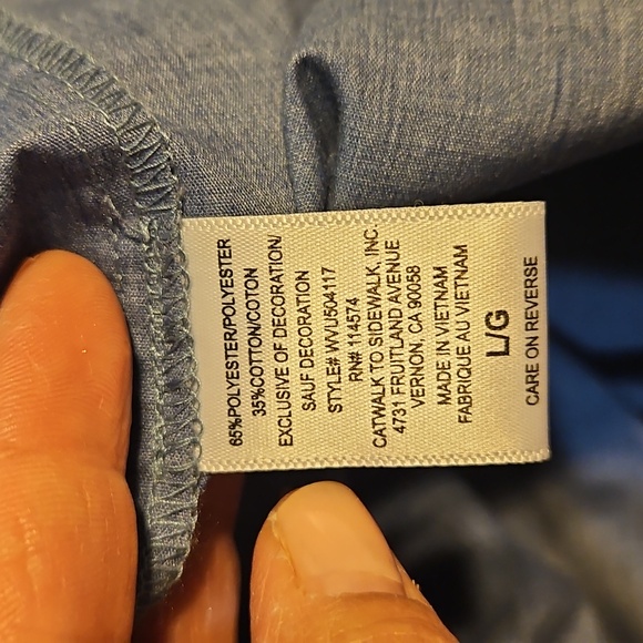 Pleione‎  Anthropologie Tops  Womens Large Blue Poplin Embroidered Fringe - Picture 8 of 10